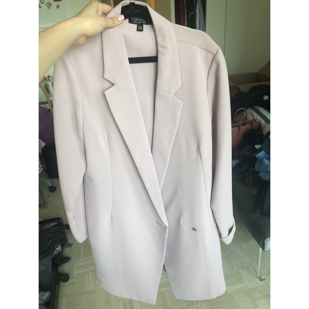 Topshop Long Blush Pink Blazer Jacket Size 2